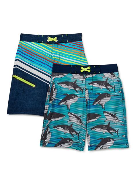 Wonder Nation Boys Quick Dry Swim Trunks Upf 50 Sizes 4 18 And Husky