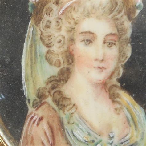 France Original Miniature Portrait On Ivorine Of Marie Antoinette