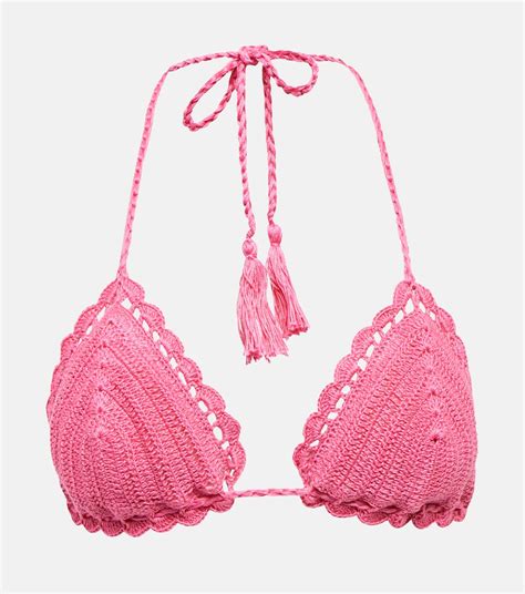 Exclusive To Mytheresa Crochet Bikini Top In Pink Anna Kosturova Mytheresa