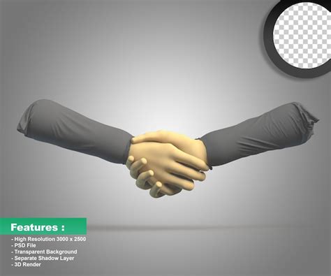 3D Rendering Schwebendes Handshake Symbol Png Transparenter Hintergrund