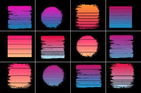 Retro Sunset Grunge Background Bundle Bundle Creative Fabrica