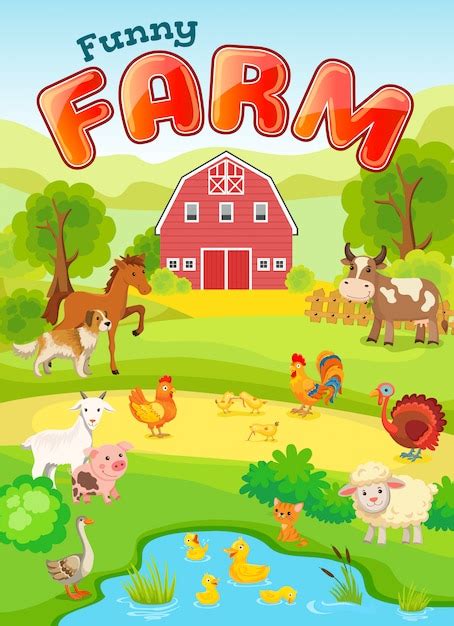 Premium Vector Farm Animals Poster