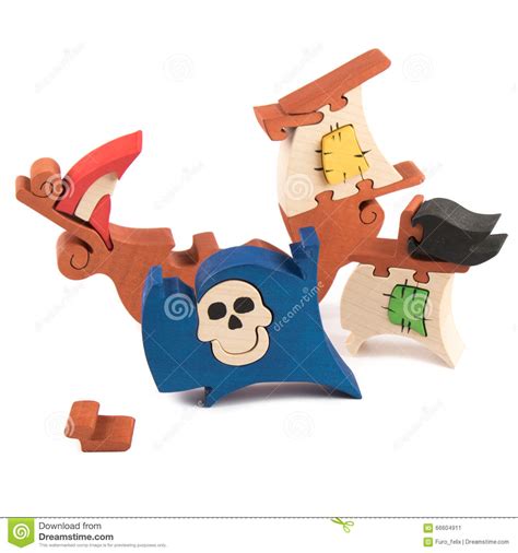 Wooden Pirate Ship Toy Stock Image Image Of Puzzle Toys 66604911