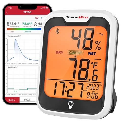 ThermoPro TP358 - Termómetro Bluetooth para temperatura ambiente con ...