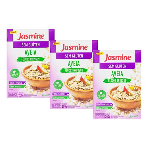 Kit 3 Aveia Flocos Grossos Integral Vegano Jasmine 200g Submarino