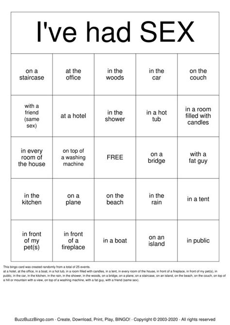 Sex Bingo Bingo Cards To Download Print And Customize