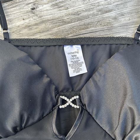 Black Flowy Lingerie Top With Bows Size Medium Depop