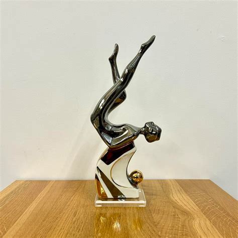 Vintage Nude Lady Silver Sculpture Statue Bodybuilding Female Body Fitness Decorative Figure