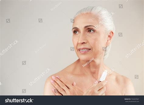 Beauty Portrait Attractive Half Naked Elderly Stock Photo 732437941