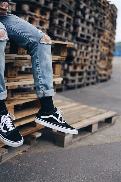 Wearing Vans Old Skool Black