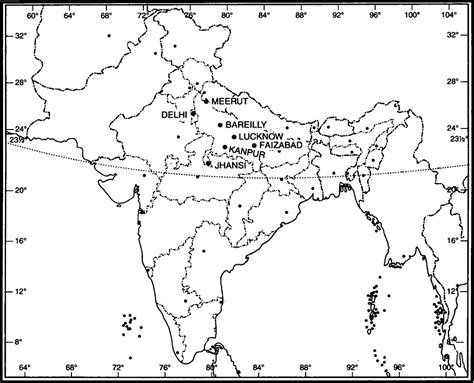 On an outline political map of India, locate the from social science ...