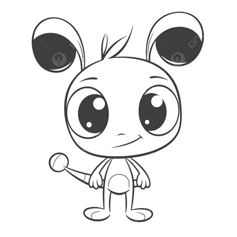 Cute Animal Drawing With Big Ears Outline Sketch Vector Easy Ant