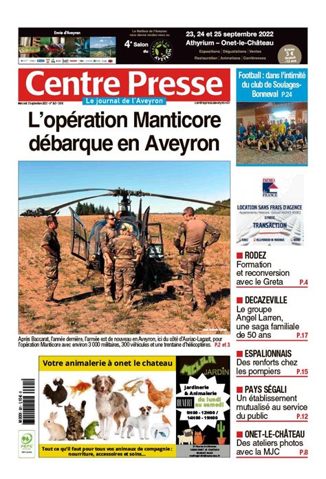 Centre Presse Aveyron N20220921 du 21 septembre 2022 à télécharger sur