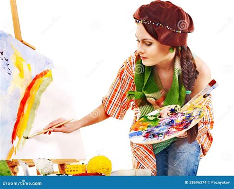 Female Artist At Work Stock Photo Image Of Palette 28696374