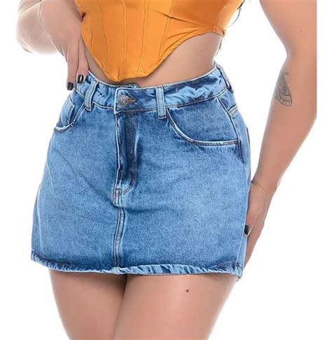 Short Saia Jeans Feminina Bermuda Cintura Alta Hot Pants Parcelamento Sem Juros