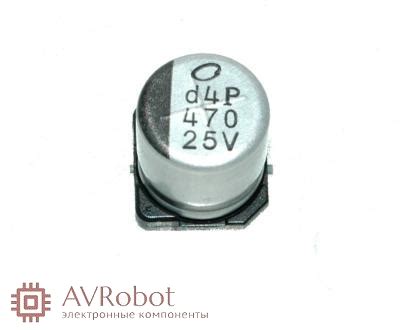 Конденсатор 470мкФ 25В 470UF типоразмер G (SMD, 10*10.5мм) цена купить ...