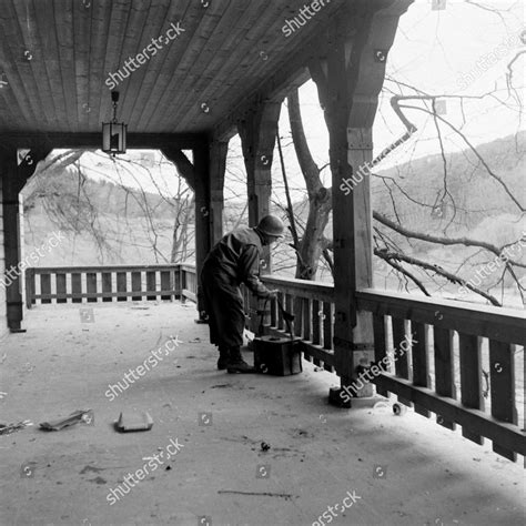 Soldier Checking Remains Adolf Hitlers Residence Editorial Stock Photo