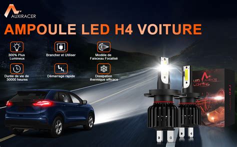 Amazon Fr Auxiracer Ampoule H Led W Lm K Blanc Phares