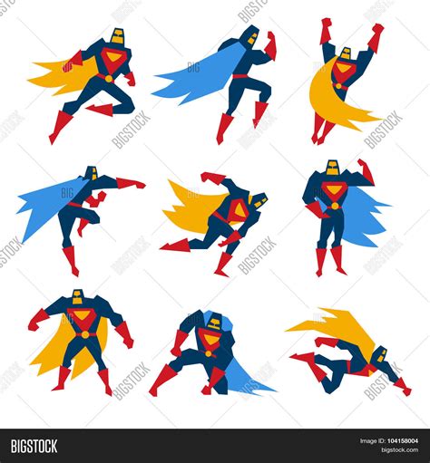 superman poses set vector photo  trial bigstock