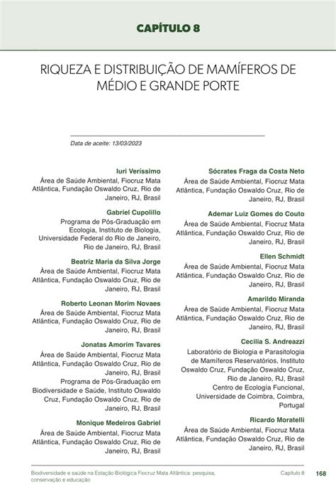 Pdf Riqueza E Distribui O De Mam Feros De M Dio E Grande Porte Da