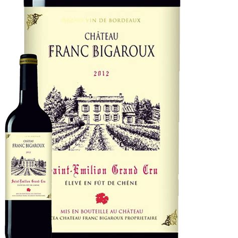 Château Franc Bigaroux Saint Emilion Grand Cru Rouge 2012 pas cher