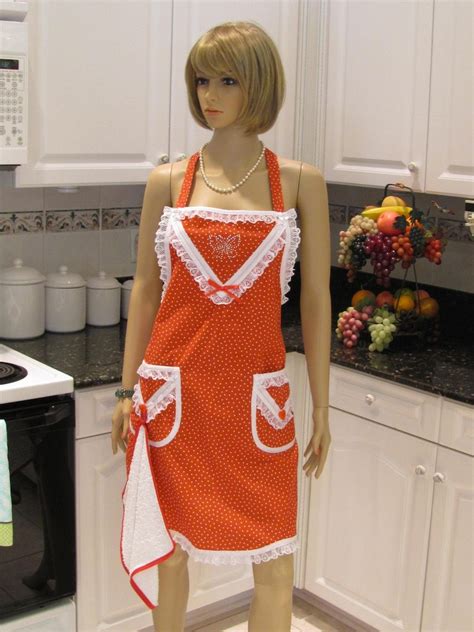 Sexy Modern Apron Full Apron Two Pockets Lace Trm White Etsy