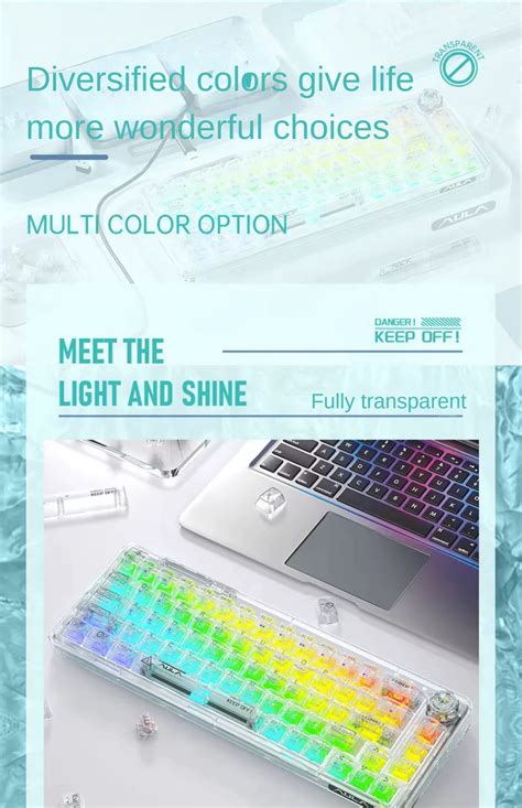 Aula F Fully Transparent Crystal Mechanical Keyboard Customized Hot Swappable Wireless Mode