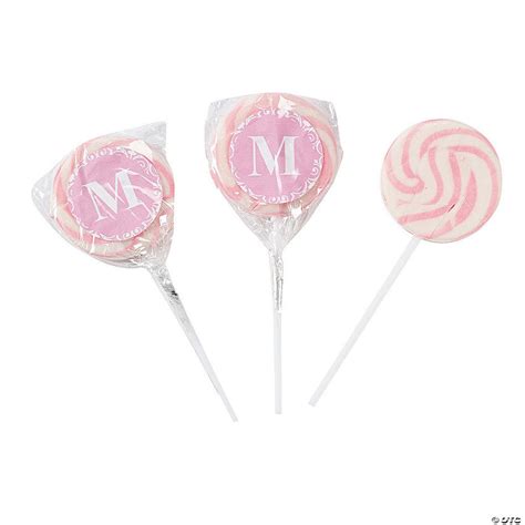 Personalized Light Pink Monogram Swirl Lollipops 24 Pc Oriental