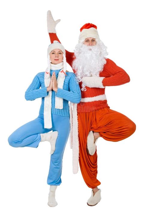 Santa Claus And The Snow Maiden Of Yoga Stock Image Image Of Holiday