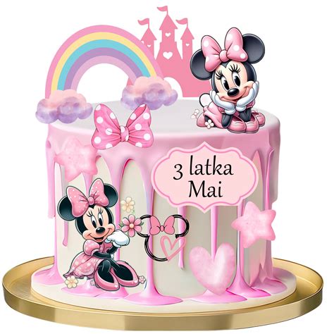 WYDRUK CUKROWY MYSZKA MINNIE MINI DLA DZIEWCZYNKI + TABLICZKA Z TEKSTEM