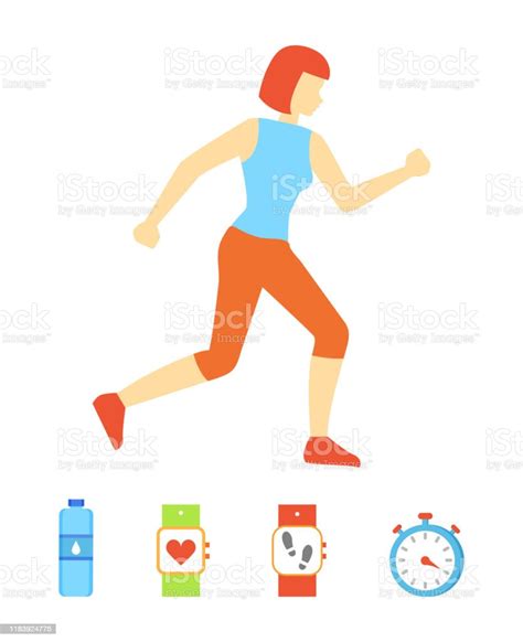 Running Woman Weight Loss Vector Illustration Stock Illustration