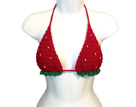 Adjustable Crochet Strawberry Bikini Top Etsy