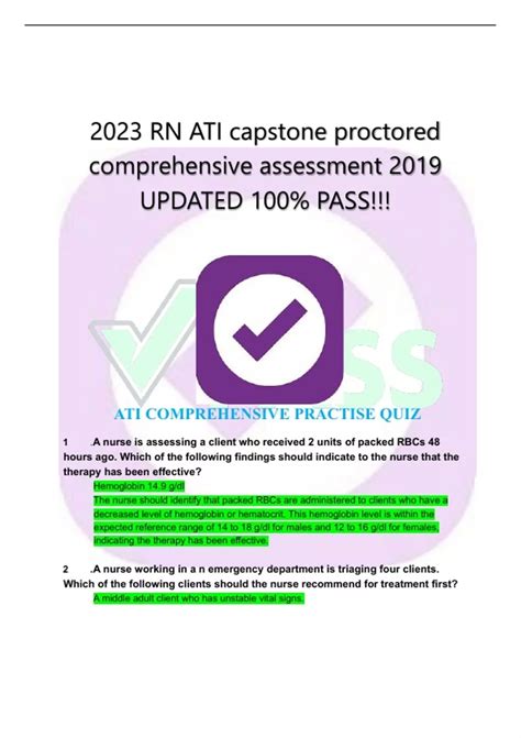 Rn Ati Capstone Proctored Comprehensive Assessment Updated