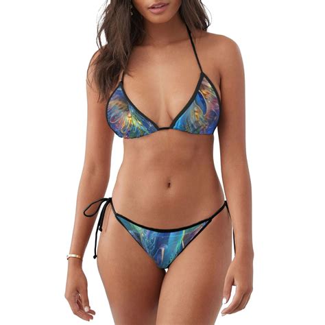 Defioc Colorful Winged Dolphin Pattern Sexy Bikini Set For Women Two