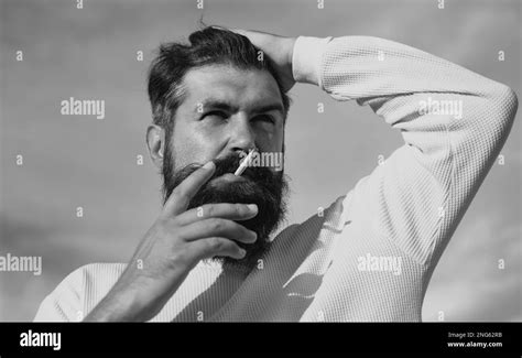 Mature Blonde Bearded Guy With Trendy Hairdo In Casual Shirt Professional Model And