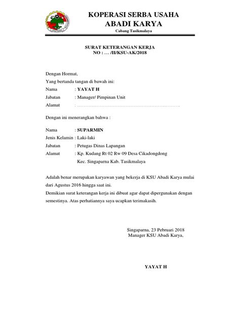 Contoh Surat Lamaran Kerja Koperasi