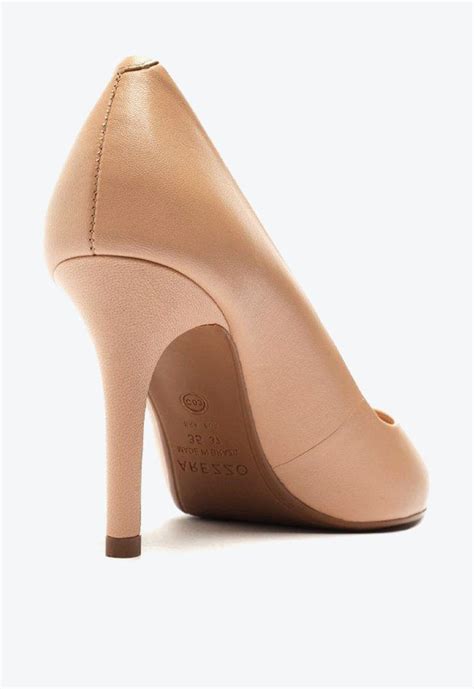 Scarpin Nude Arezzo Couro Bico Fino Salto M Dio Zz Mall