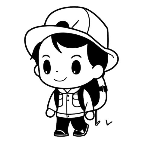 Premium Vector Boy Scout With Hat And Backpack Cartoon Character