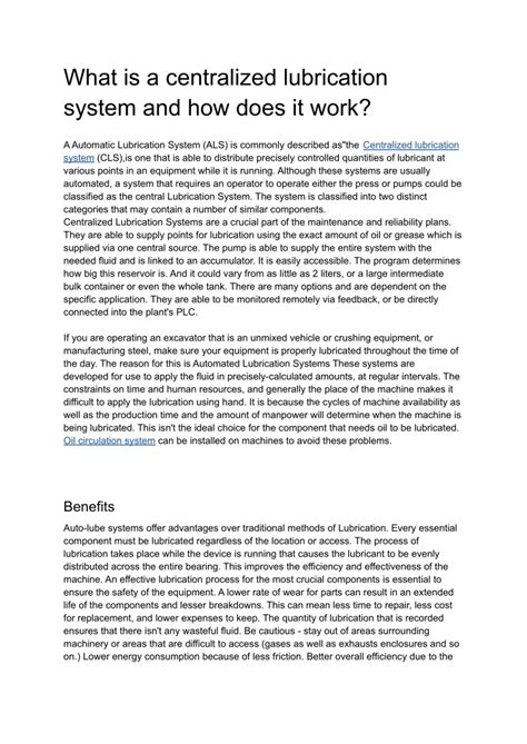 Ppt What Is A Centralized Lubrication System And How Does It Work