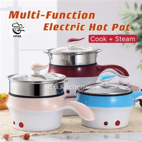 L Multi Function Electric Hot Pot Stainless Steel Mini Cooker Fry Pot Electric Steamer K D