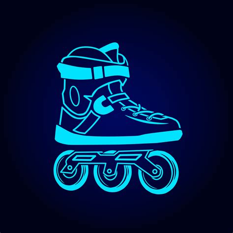 Rolling Skate Neon Art Logo Inline Skater Colorful Design With Dark