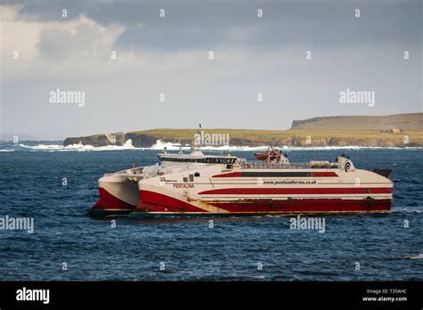 Pentland Ferries Catamaran Ferry Pentalina Arriving From Orkney To