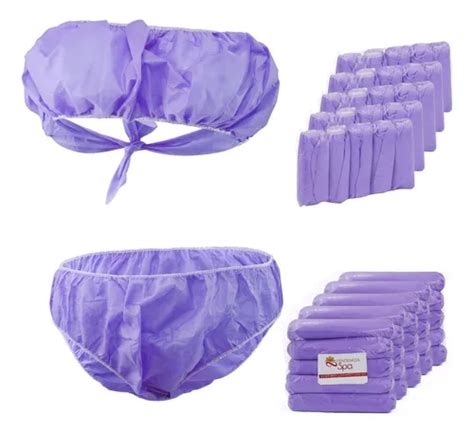 Tendencia Spa Kit Ropa Desechable Top Piezas Y Bikini Piezas Lila Mercadolibre