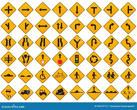 Warning Traffic Signs Vector Set 36374713