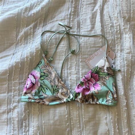Tiger Mist Floral Summer Bikini Top Depop