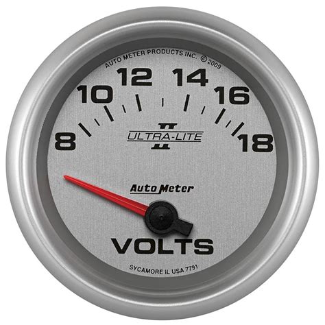 AutoMeter 2 5 8in 8 18 Volt Ultra Lite II Electric Voltmeter Gauge