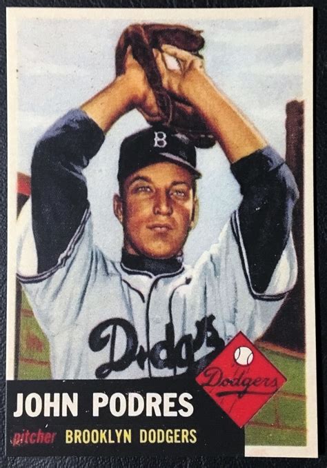 Johnny Podres Rookie Reprint Mint Condition Etsy