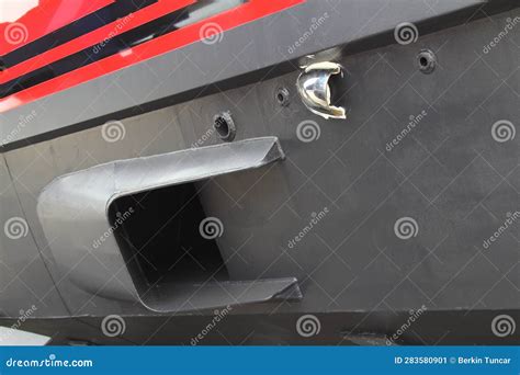 hull   luxury motor boat close  side view editorial photo