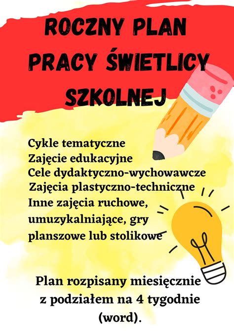 Plan pracy świetlicy szkolnej Złoty nauczyciel