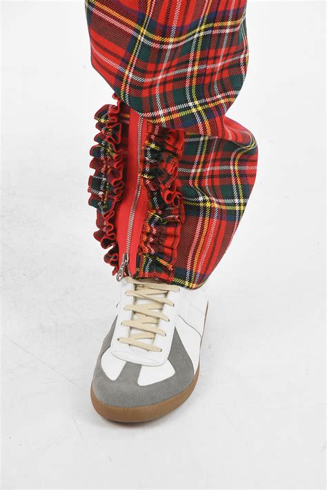 Molly Goddard Wool Tartan Pants With Zipped Ankles Men Glamood Outlet
